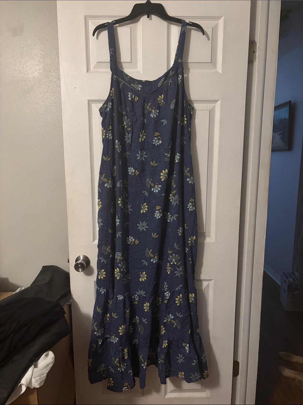 Sonoma Navy Floral Maxi Dress with Ruffle Hem